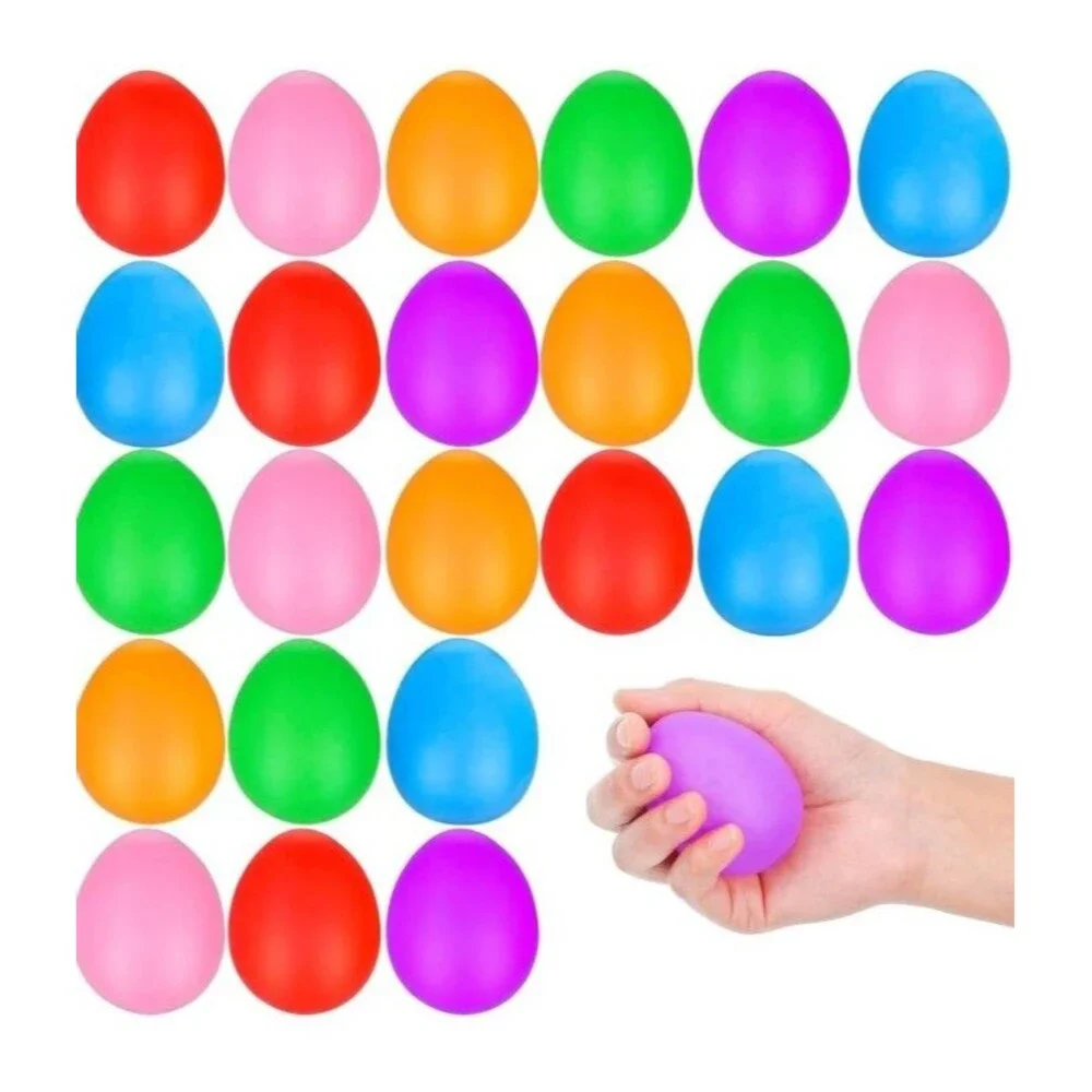Easter Eggs Stress Ball Toys - 24 PCS Easter Basket Stuffers Rubber Stress Balls